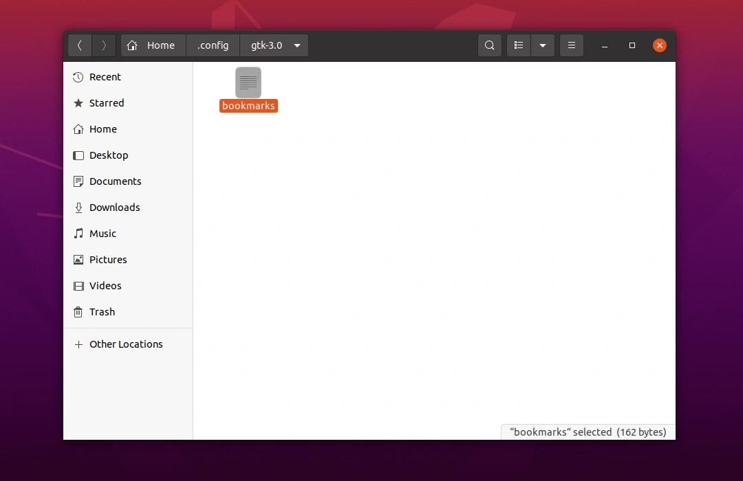 Ubuntu Gnome File Manager bookmarks config file