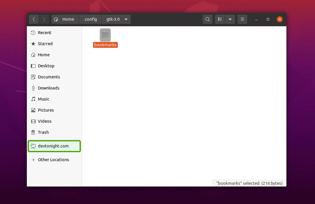 Ubuntu Gnome File Manager new bookmark
