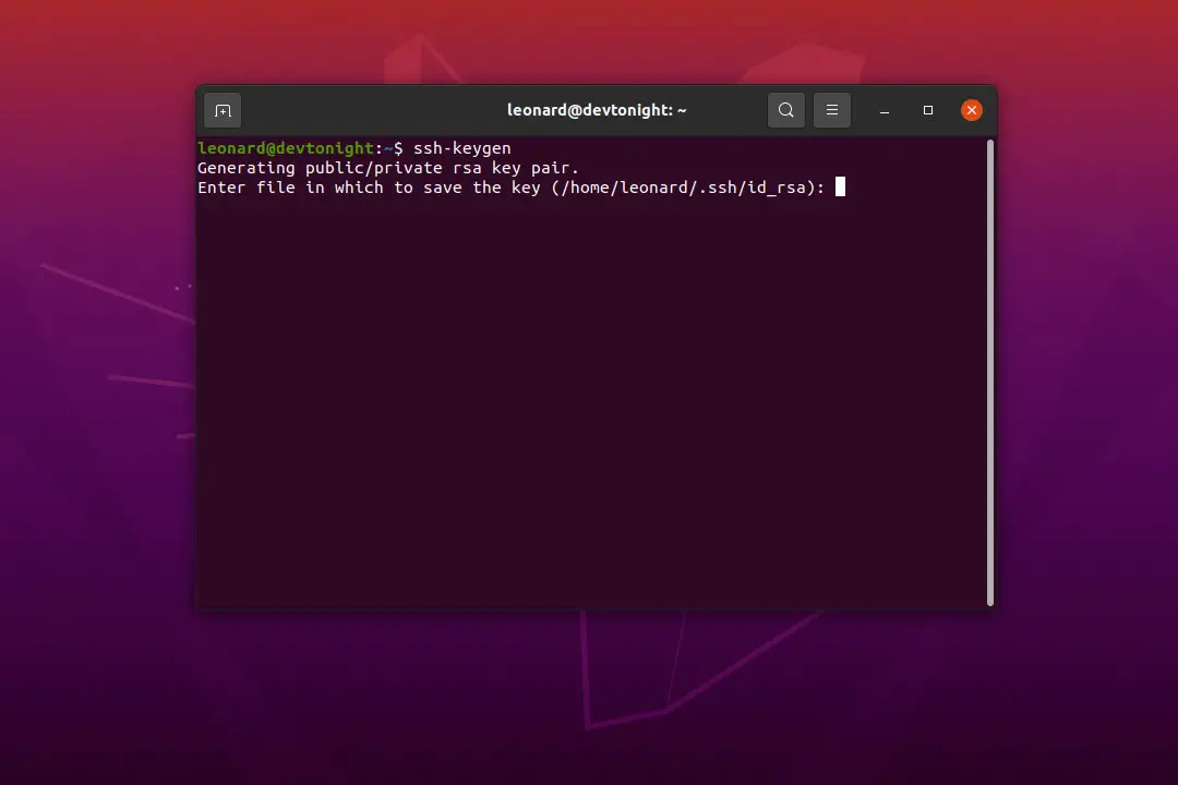 Ubuntu 20.04 LTS Terminal ssh-keygen