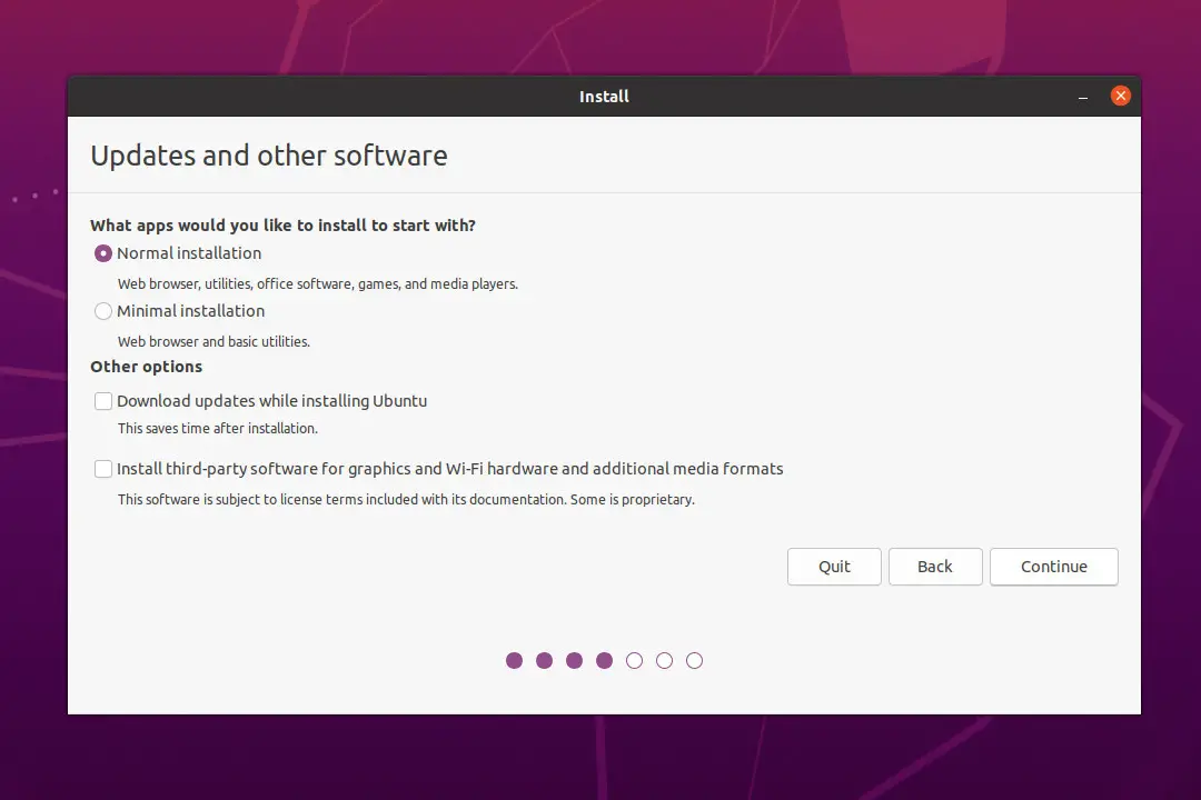 Ubuntu 20.04 Default Apps Selection Window