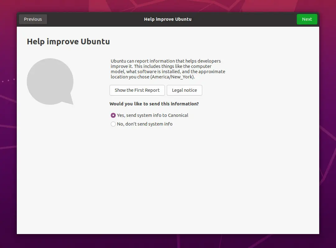 Ubuntu 20.04 Help Improve Ubuntu Window