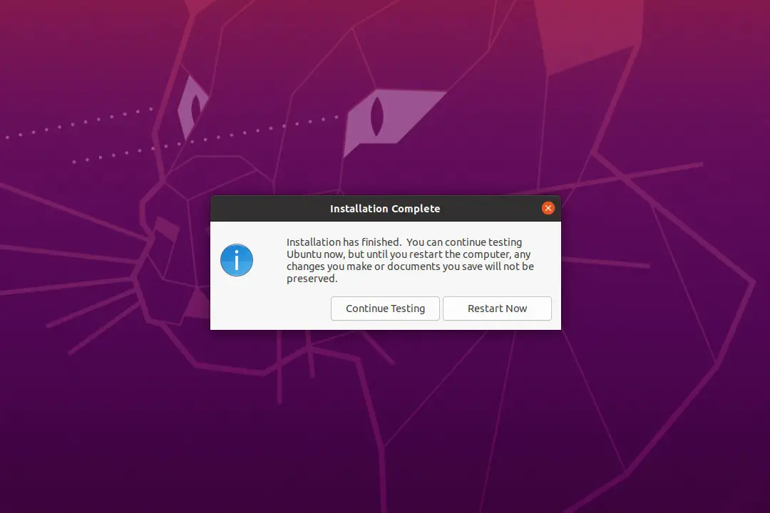 Ubuntu 20.04 Installation Complete Greeting