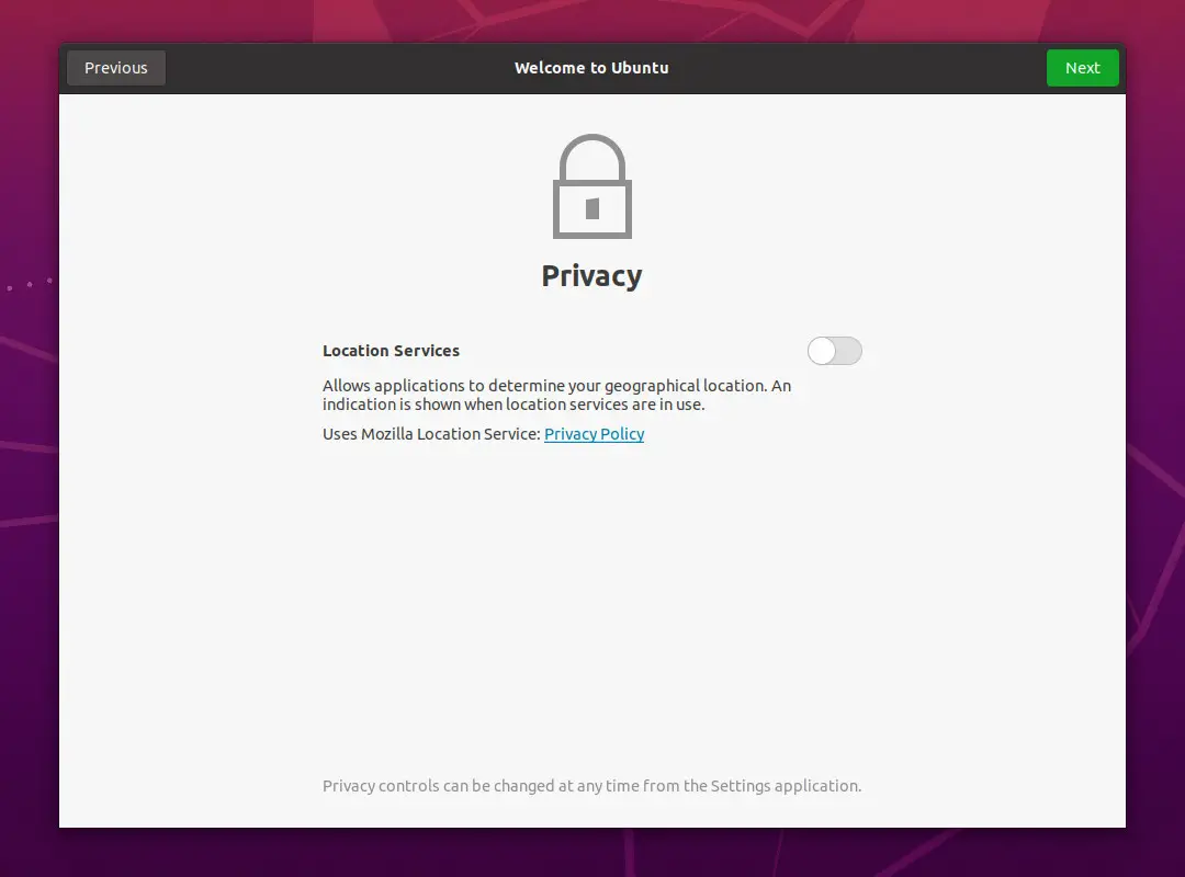 Ubuntu 20.04 Privacy Window