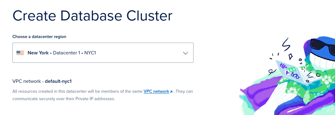 create database cluster datacenter region