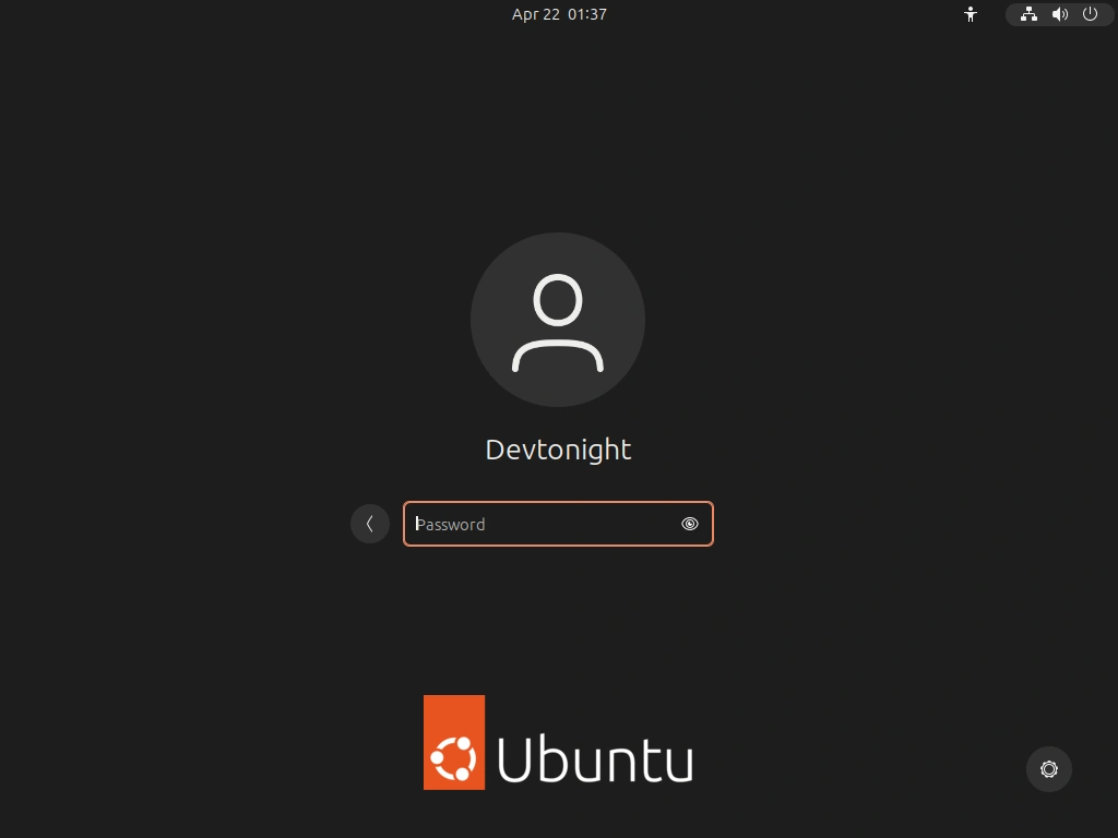 Ubuntu 23.04 Login Account Screen