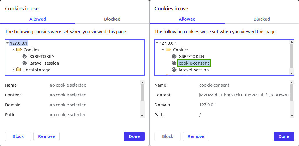 Before and after cookie-consent cookie creation