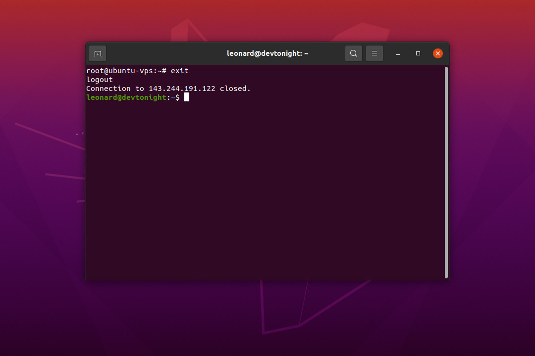 Ubuntu 20.04 LTS Terminal ssh vps disconnected