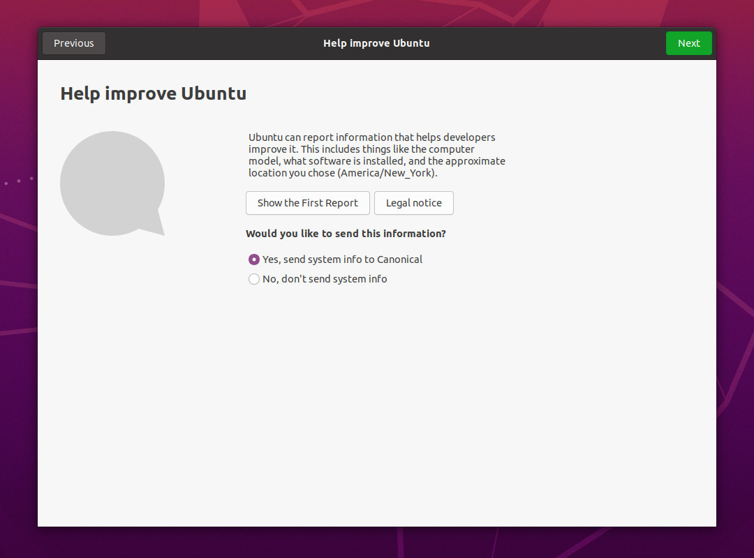 Ubuntu 20.04 Help Improve Ubuntu Window