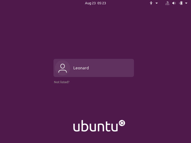 Ubuntu 20.04 Login Users List Screen