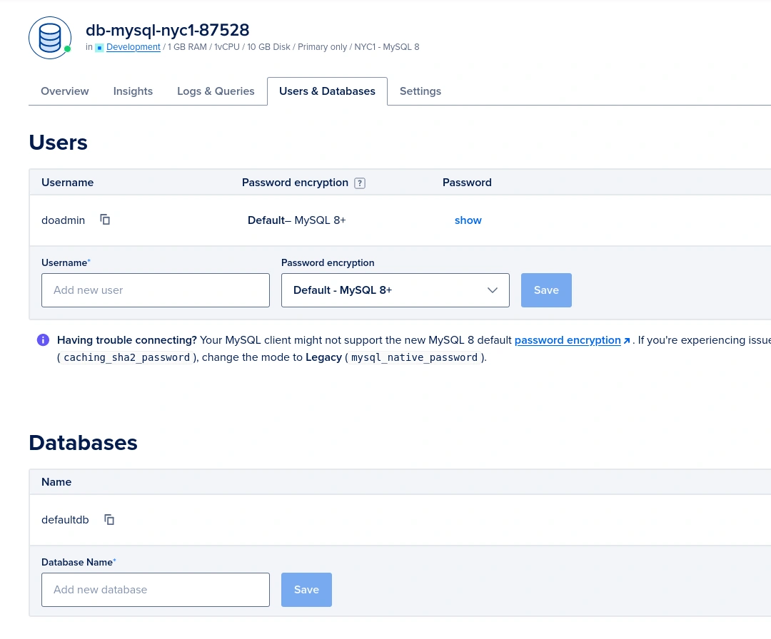 database users and databases