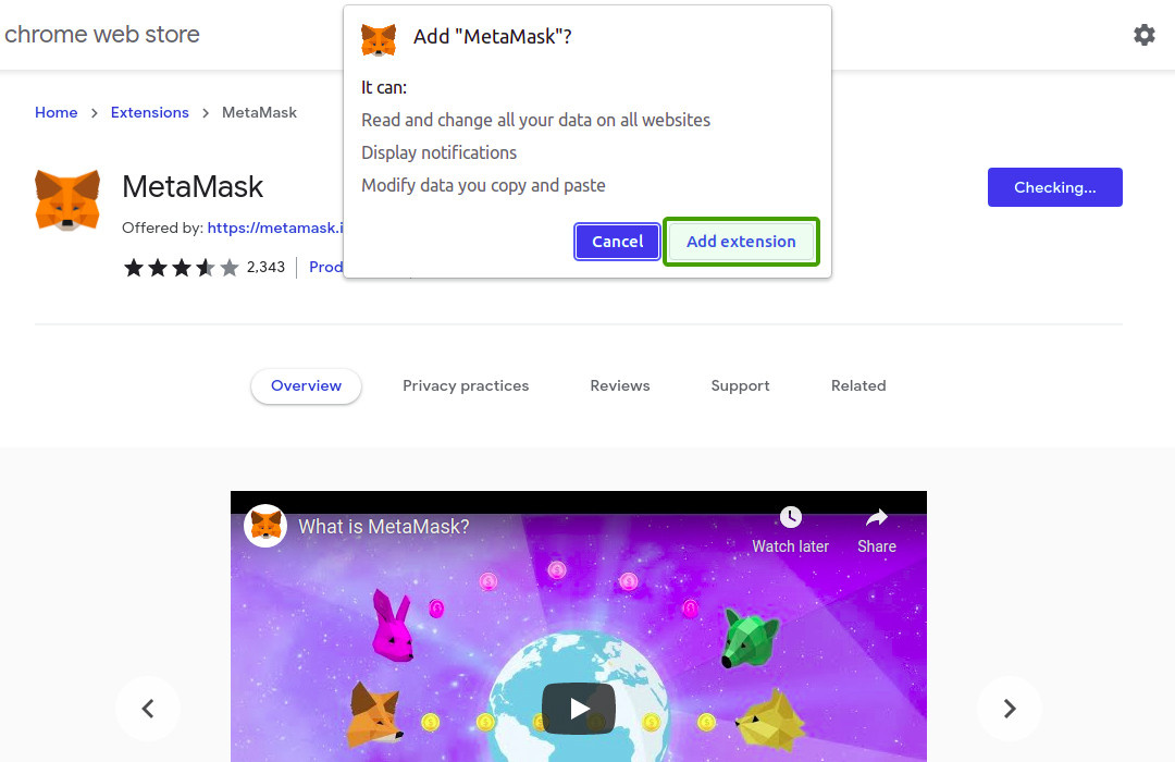 metamask add extension