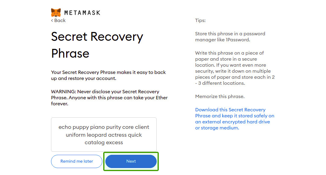 metamask recovery phrase revealed