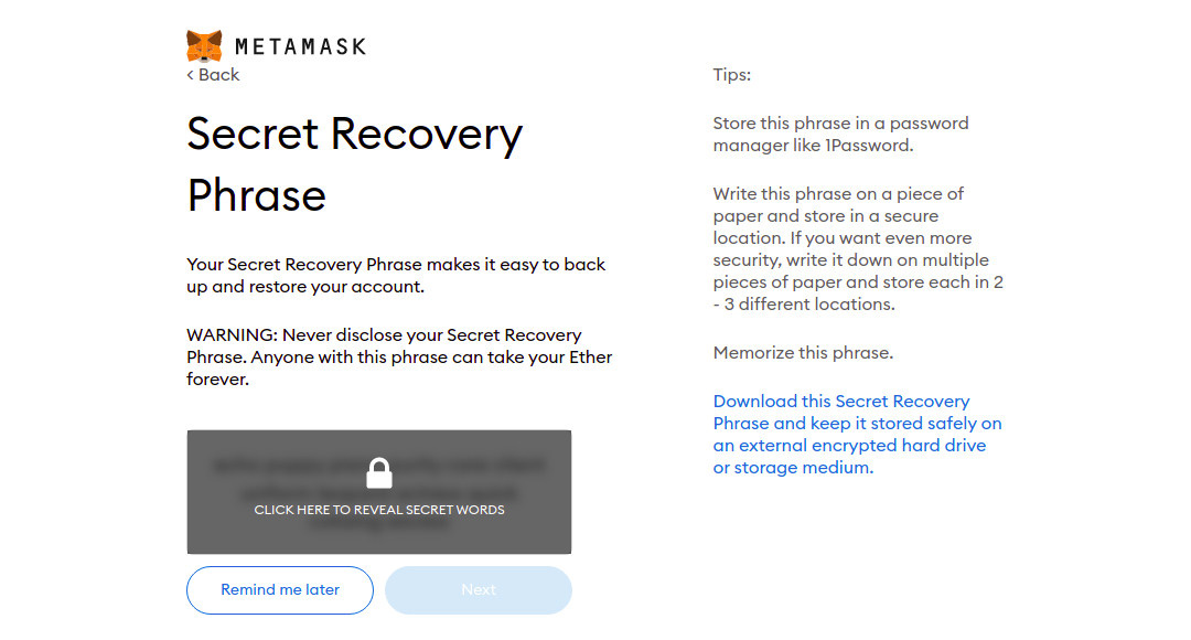 metamask recovery phrase