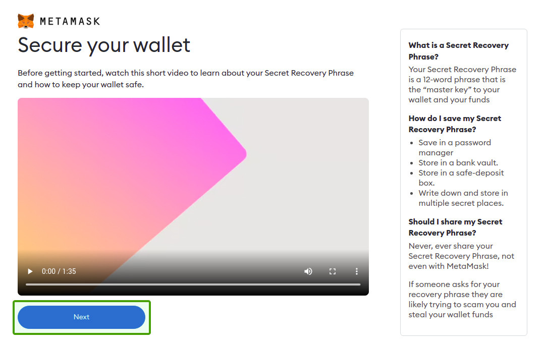 metamask secure your wallet
