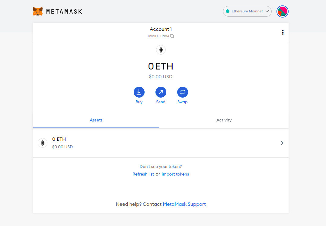 metamask wallet account